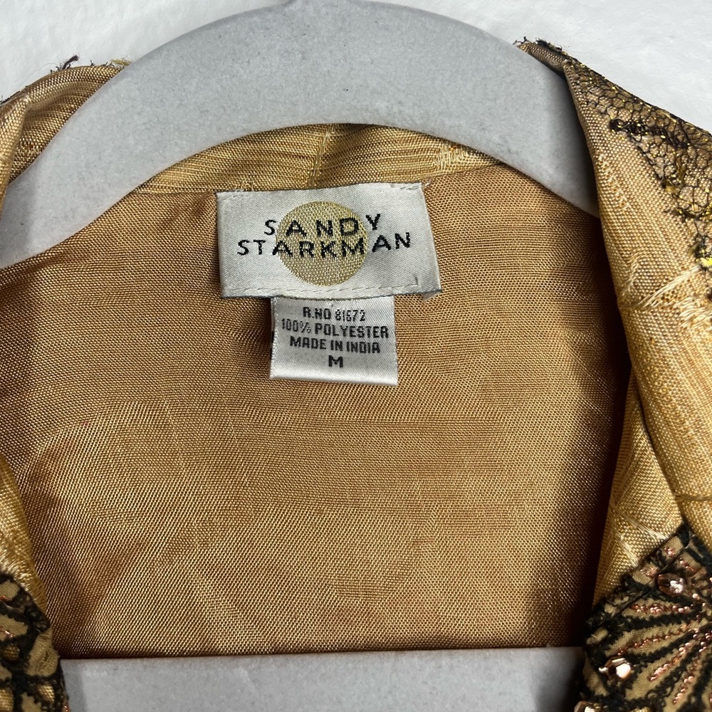 Sandy Starkman Gold Embroidered Jacket Blazer w/ Fish & Sea Turtle Design Size M - Picture 5 of 9